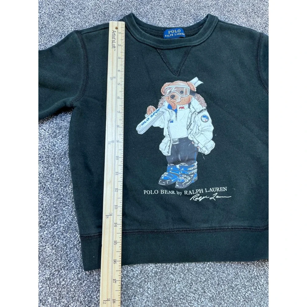 Polo Bear By‎ Ralph Lauren Kids Black Sweatshirt Size 5 Skiing Graphic